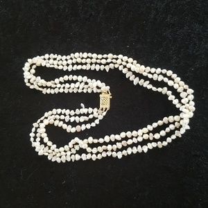 3 Strand Baroque Sead Pearls Necklace
